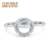 14 K Gold 0,07 ct Halo rund 10 mm G SI Halbfassung Diamant-Verlobungs-Ehering