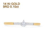 Pear Teardrop Petite Natural Diamond Ring 14K Gold
