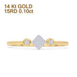 Stapelbarer Ring mit natürlichem Diamant im Princess-Schliff, 14 Karat Gold