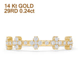 Diamant-Klee-Ring, 0,24 ct, natürliches Halb-Eternity-Cluster-Band, 14 K Gold