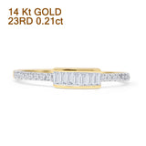 Baguette Stackable 4mm Round Natural Diamond Wedding Band 14K Gold