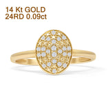 Oval Sparkling Cluster 0.09ct Natural Diamond Elegant Engagement Ring 14K Gold