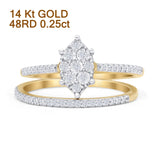 Diamond Cluster Ring 0.25ct Marquise Shaped Two Piece Natural 14K Gold