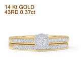 Two Piece Round Cluster Halo 0.37ct Natural Diamond Ring 14K Gold