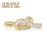 Diamond Twisted Knot Crossover Ring 0.16ct Natural Baguette 14K Gold