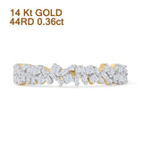 Halbe Ewigkeit-Diamantring, 0,36 ct, natürliches Baguette, 14-karätiges Gold