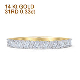 Half Eternity 3,2 mm stapelbares Baguette-Naturdiamantband aus 14 Karat Gold