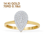 Pear Teardrop Cluster Round Natural Diamond Eangagement Ring 14K Gold