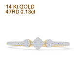 Princess Cut Cluster Round Natural Diamond Petite Ring 14K Gold