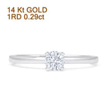 Solitaire Round Natural Diamond Enagagement Ring 14K Gold