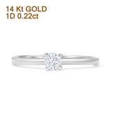 Round Natural Diamond Solitaire Wedding Ring 14K Gold