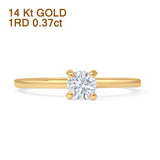 Solitaire Round Natural Diamond Engagement Ring 14K Gold