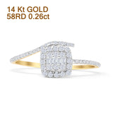 Cushion Shape Cluster Halo Baguette Natural Diamond Ring 14K Gold