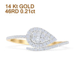 Ehering aus birnenförmigem, tropfenförmigem Baguette-Naturdiamant aus 14-karätigem Gold