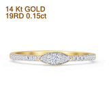 Vintage Eye Style Round Natural Diamond Stackable Ring 14k Gold