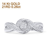 Infinity Swirl 0,26 ct natürlicher Diamant-Verlobungsring, rund, 14 Karat Gold