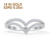 Half Eternity Double Line Chevron 0.25ct Natural Diamond Ring 14K Gold