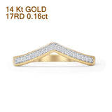 Chevron Wedding Band 0.16ct Natural Diamond 14K Gold