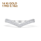 Chevron Wedding Band 0.16ct Natural Diamond 14K Gold
