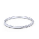 14K Gold 0.09ct Natural Diamond Half Eternity 1.5mm Thin Stacking Art Deco Engagement Band