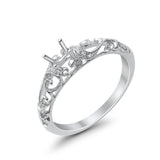 14K White Gold 0.03ct Oval G SI Semi Mount Diamond Engagement Wedding Ring
