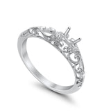 14K White Gold 0.03ct Oval G SI Semi Mount Diamond Engagement Wedding Ring