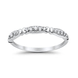14K White Gold G SI .11ct Round Diamond Half Eternity Wedding Band Ring