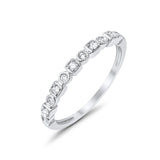14K White Gold G SI Bezel Set .11ct Stackable Accent Diamond Eternity Bands Ring