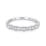 14K White Gold G SI Bezel Set .11ct Stackable Accent Diamond Eternity Bands Ring