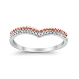 14K Gold 0.08ct G SI V Shape Chevron Accent Diamond Engagement Half Eternity Wedding Band Ring