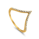 14 K Gold 0,14 ct G SI Chevron V-Form trendiger Midi-Diamant-Eternity-Band-Ehering