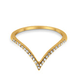 14 K Gold 0,14 ct G SI Chevron V-Form trendiger Midi-Diamant-Eternity-Band-Ehering