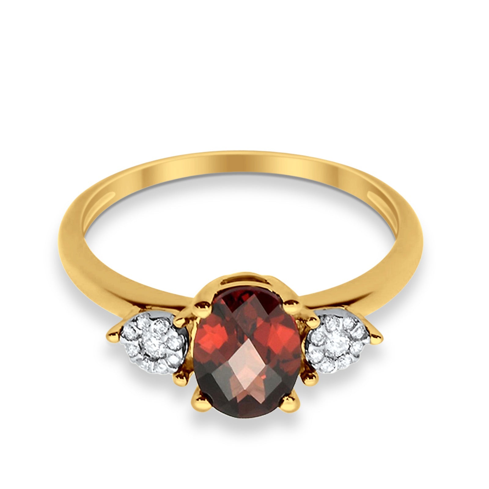 10K Yellow Gold Oval Garnet 1.38ct G SI Diamond Engagement Wedding Ring