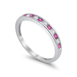 14K White Gold 0.25ct Diamond Ruby Eternity Anniversary Stackable Wedding Band Ring