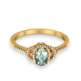 10 K Gold 0,51 ct ovaler Art Deco 6 mm x 4 mm G SI Diamant-Verlobungs-Ehering