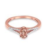10K Gold 0.48ct Oval Art Deco 4mmx6mm G SI Diamond Engagement Wedding Ring
