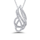 14K White Gold .19ct F SI Diamond Modern Fine Pendant Necklace 18" Chain