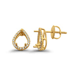 14K Gold .18ct G SI Pear Shape Teardrop Diamond Engagement Wedding Semi-Mount Earring