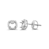 14K Gold .12ct G SI Cushion Square Diamond Engagement Wedding Semi-Mount Earrings
