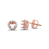 Halbgefasster Ohrring aus 14-karätigem Gold, 0,14 Karat, G SI, runder Diamant, Verlobung, Hochzeit