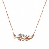14k Gold Diamond Trendy Olive Branch .11Ct. Leaf Pendant 18"inch Necklaces