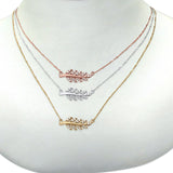 Trendiger Olivenzweig aus 14-karätigem Gold mit Diamanten, .11 Karat. Blatt-Anhänger, 45,7 cm lange Halsketten