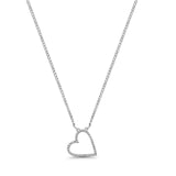 14K Gold Trendy Sideways Heart Diamond .09ct Pendant Necklace 16