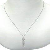 14K Gold Diamond Feather .18ct Pendant Necklace 16"+2" Ext