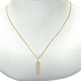 14K Gold Diamond Feather .18ct Pendant Necklace 16"+2" Ext