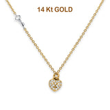 14K Yellow Gold Micro Pave CZ Necklace 17" + 1" Extension
