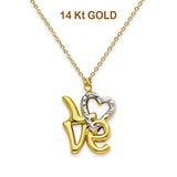 14K Two Tone Gold Love Necklace 17