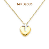 14K zweifarbige Gold-Kreuz-Herz-Halskette 17