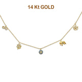 14K Yellow Gold CZ Dangling Light Chain Necklace 17
