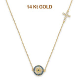 14K Yellow Gold Evil Eye Light Chain Necklace 17